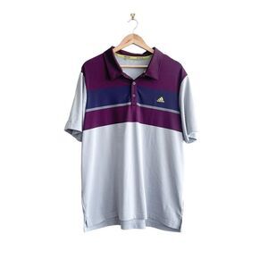 Adidas Climacool Golf Polo Shirt Short Sleeved Gray Burgundy Navy Men's XL